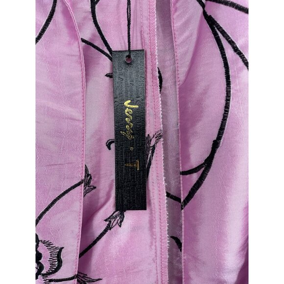 Jerry T Floral Embroidered Tie Front Kimono Top Women's XXL‎ Pink/Black NEW - Picture 8 of 11